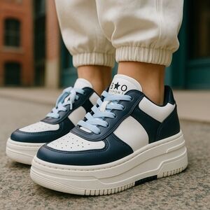 Black and White Athletic Sneakers with Chunky Design